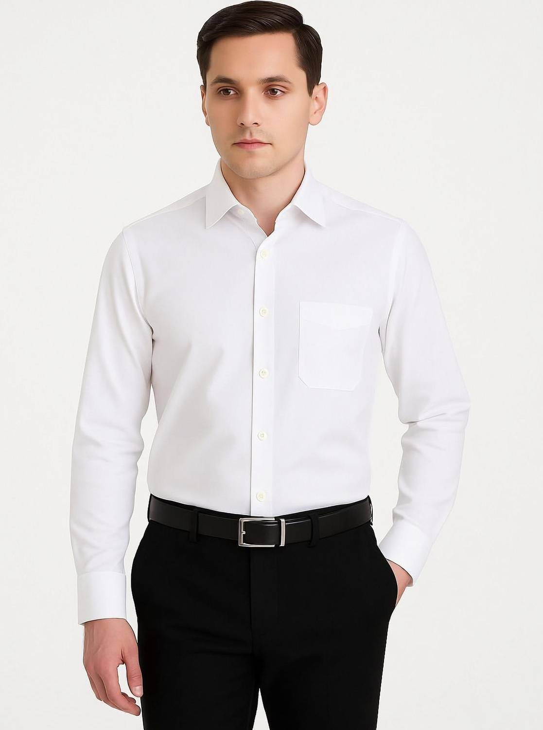 Bruttlyn Men Solid Formal White Shirt