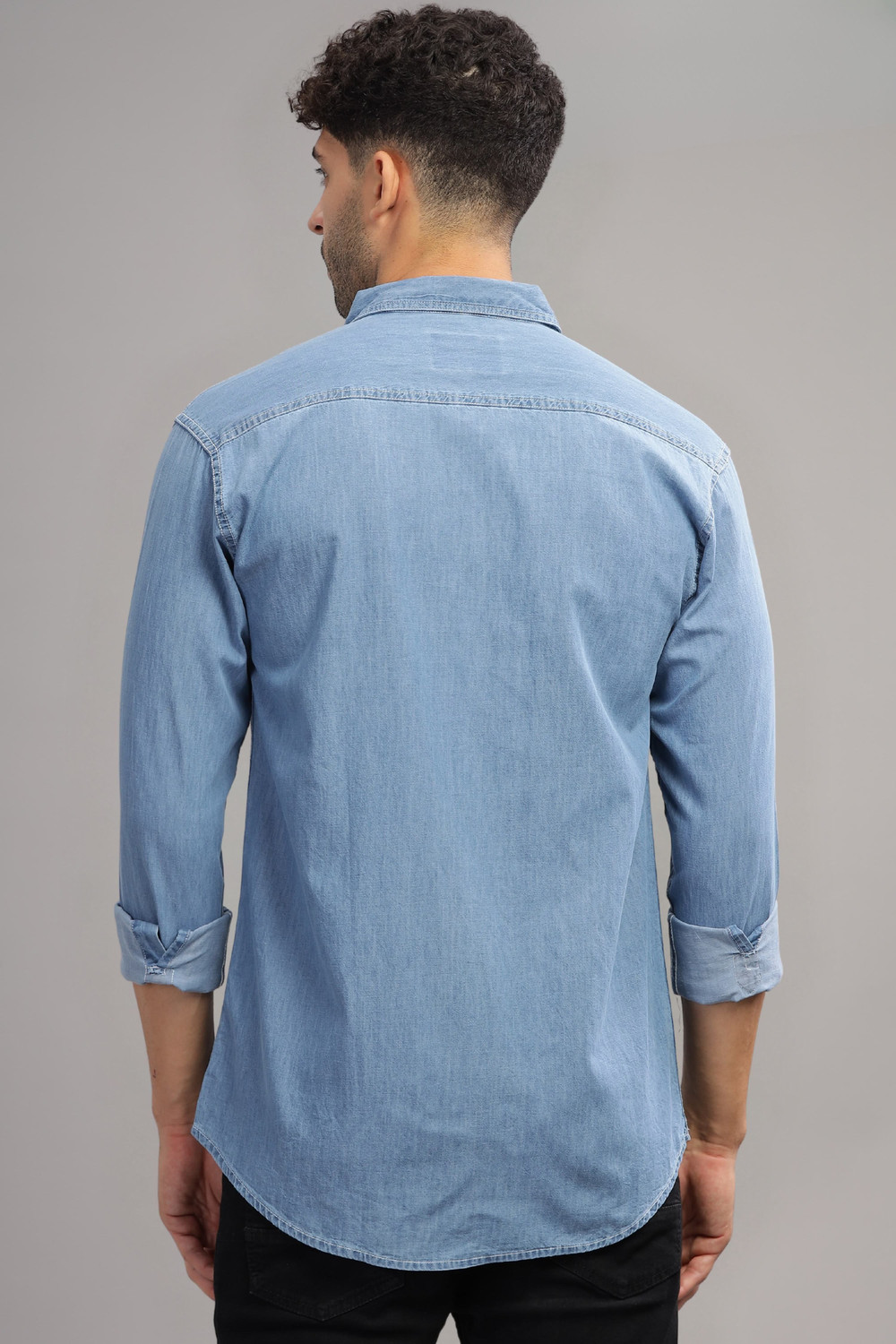 Image of shardha enterprise Men Washed Casual Blue Shirt