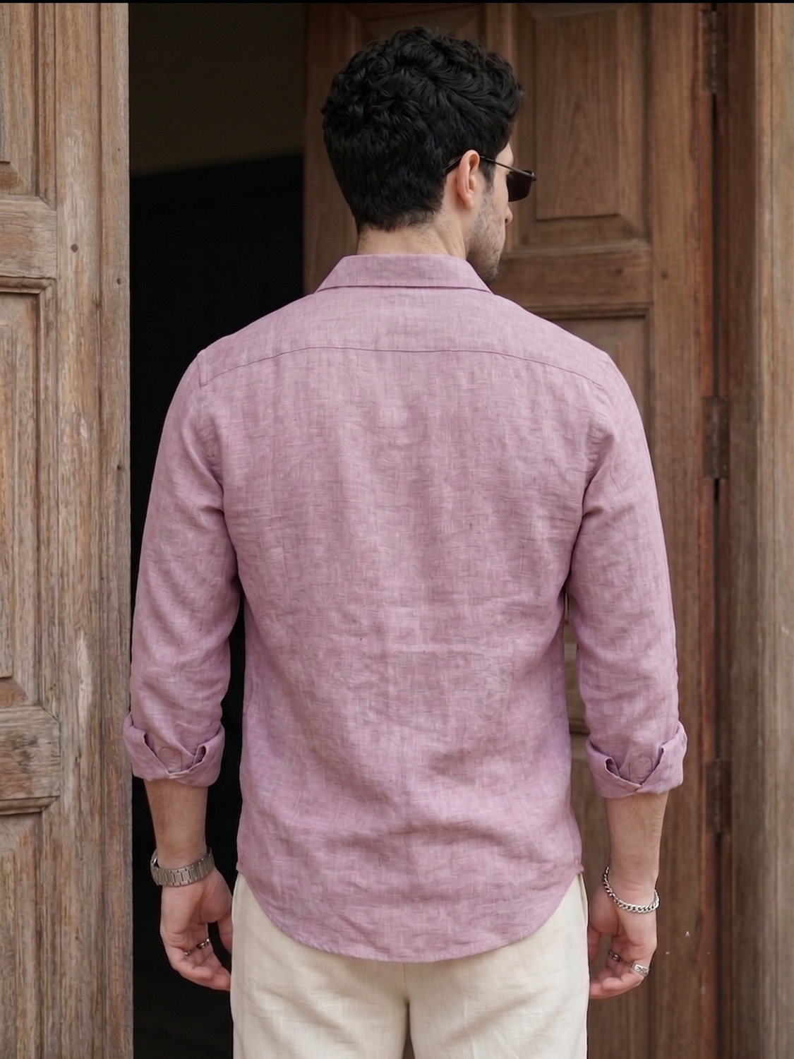 Image of STONEBERG Men Solid Formal Pink Shirt
