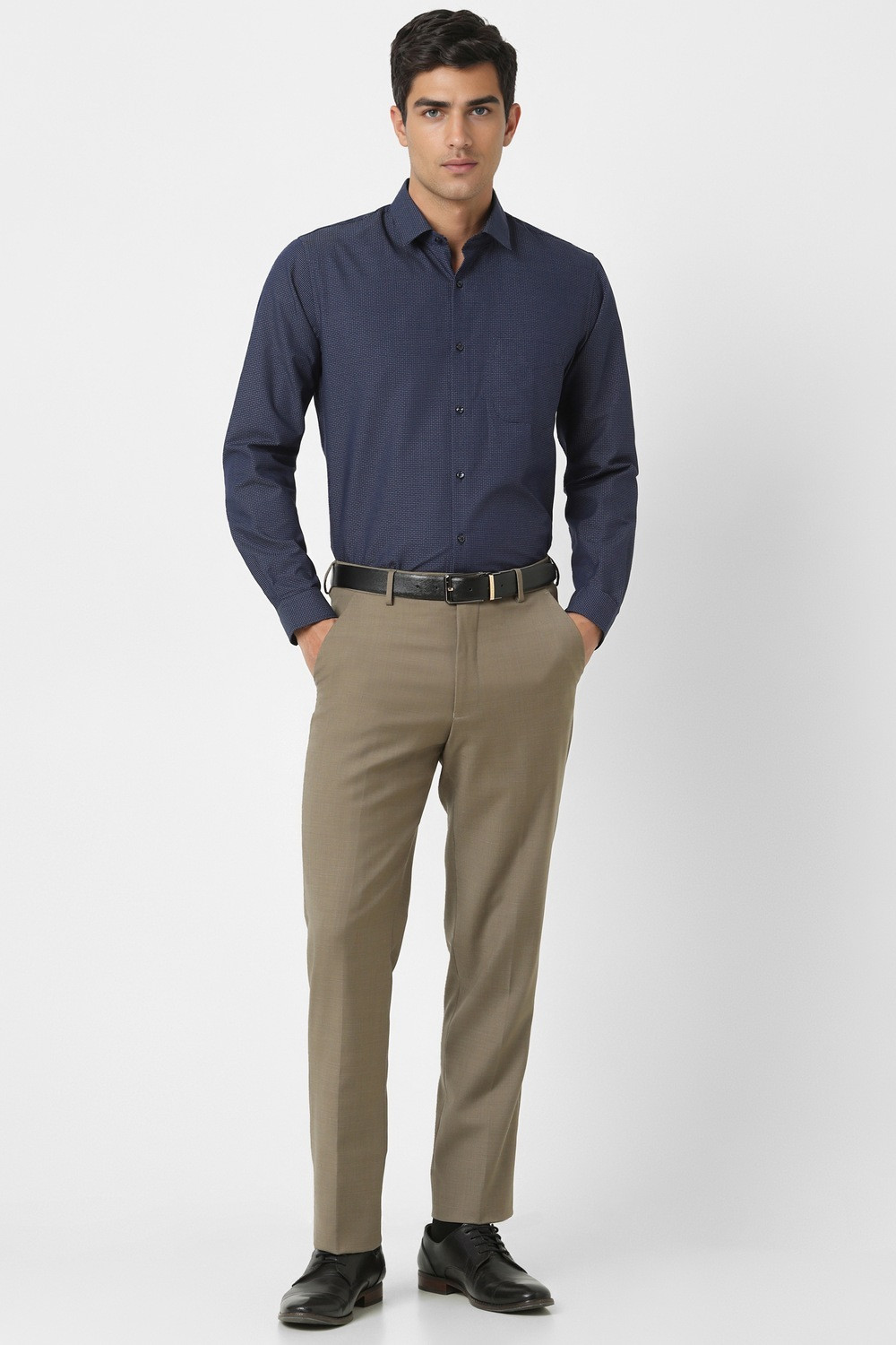 Image of PETER ENGLAND Men Printed Formal Blue Shirt