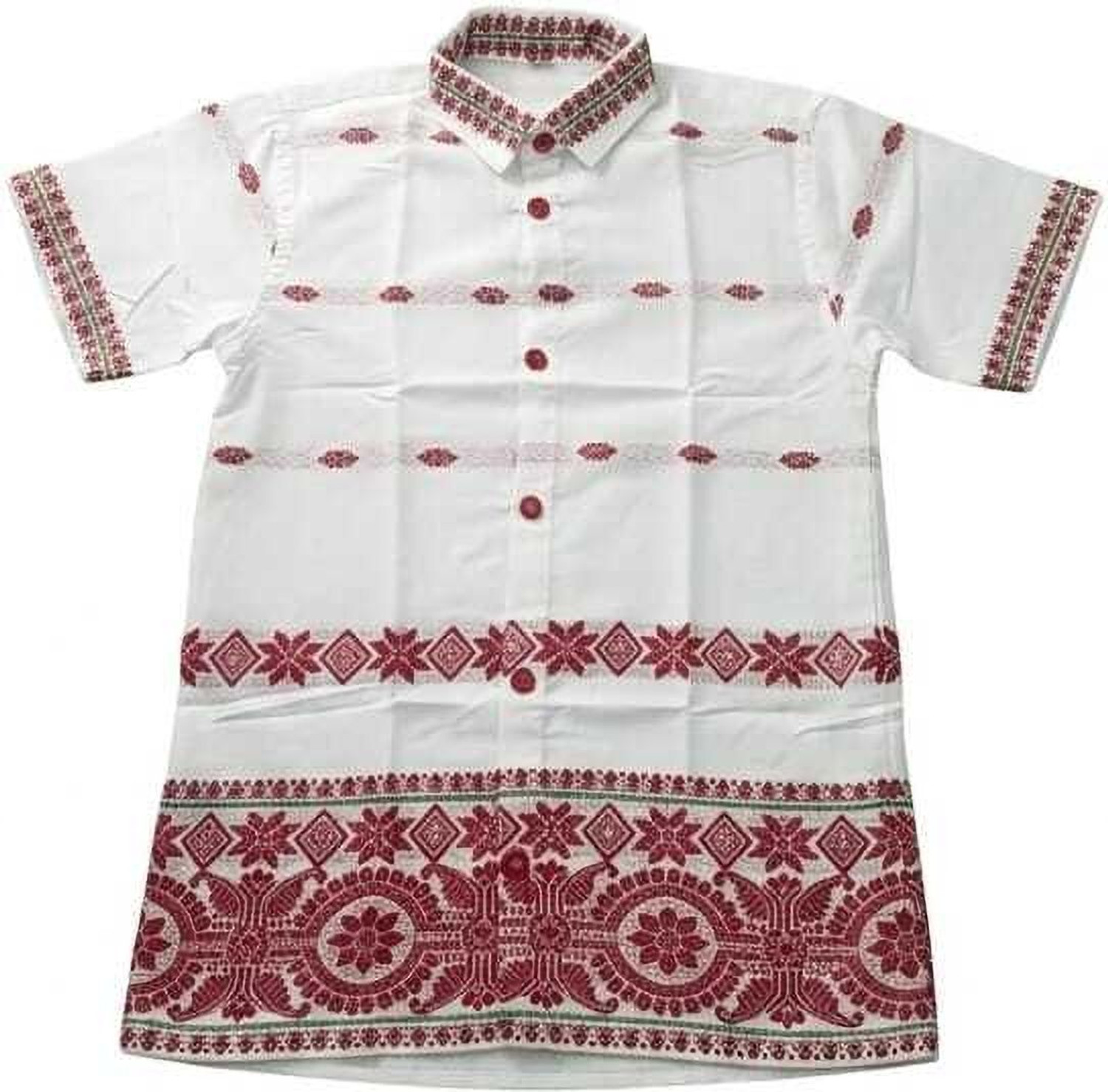 Image of AY Textile Men Printed Festive White, Red Shirt