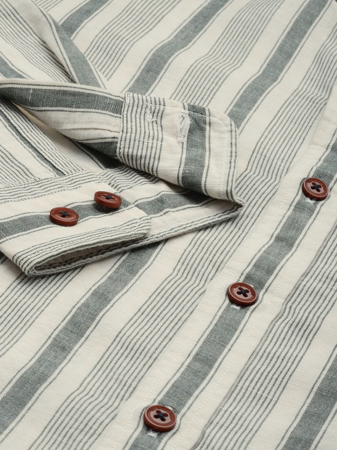 Image of Mr Bowerbird Men Striped Casual Beige Shirt