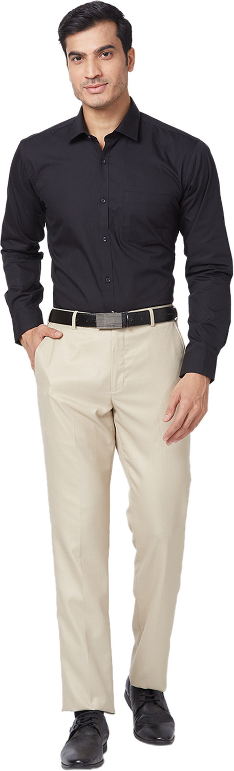 Image of PARK AVENUE Men Solid Formal Black Shirt
