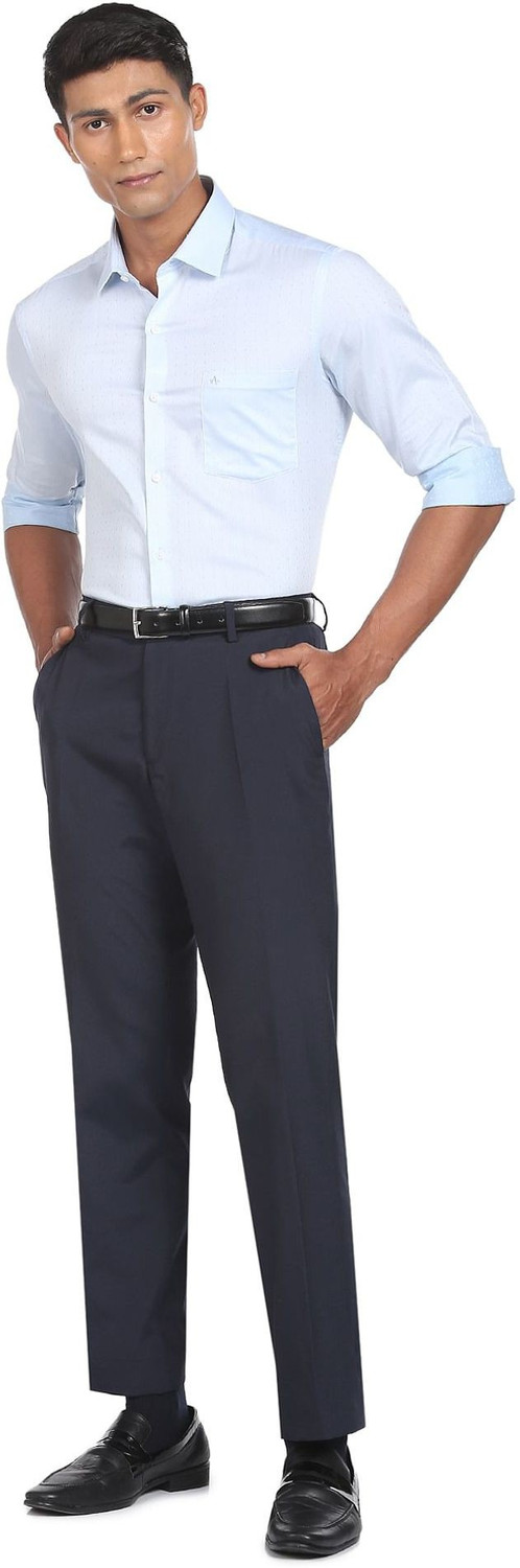 Image of ARROW Men Printed Formal Blue Shirt
