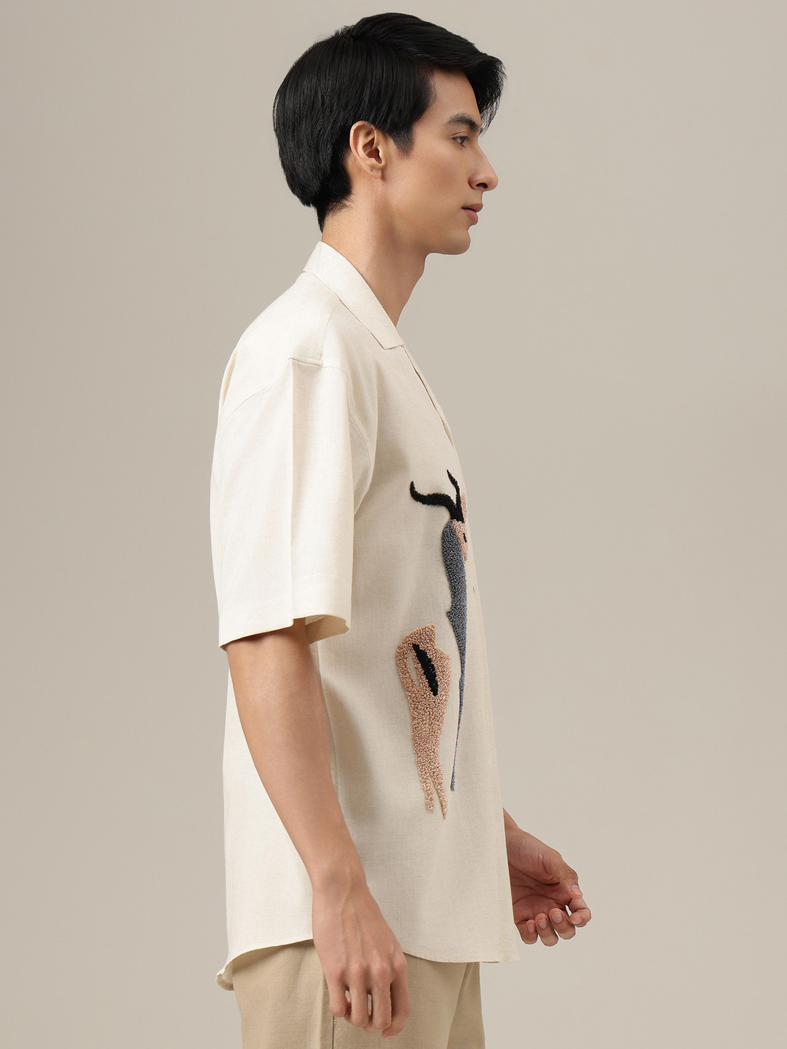 Image of DENNISON Men Embroidered Casual White Shirt