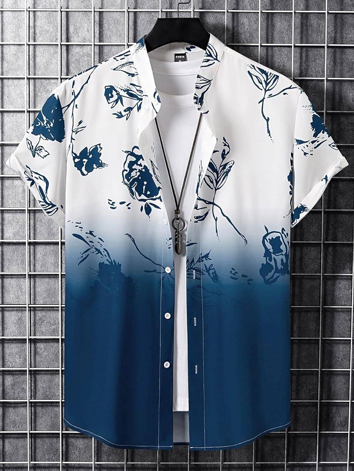 ANIRAV Men Printed Casual Blue Shirt