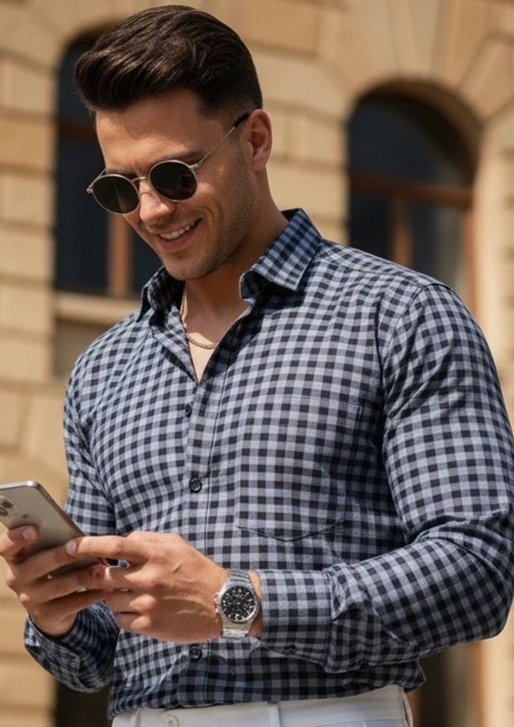 Surhi Men Regular Fit Checkered Spread Collar Casual Shirt