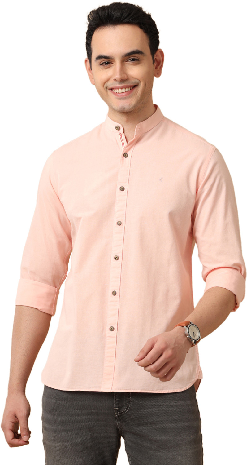 Image of CAVALLO BY LINEN CLUB Men Solid Casual Pink Shirt