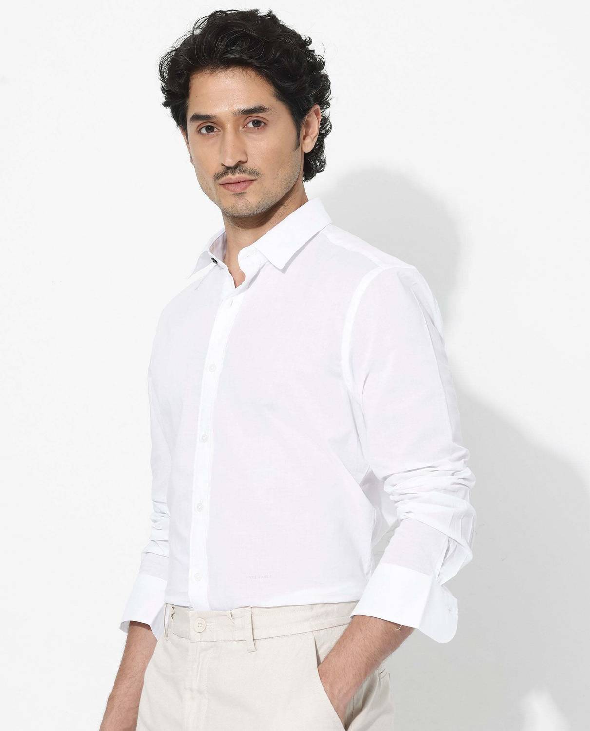 RARE RABBIT Men Solid Casual White Shirt - Image 3