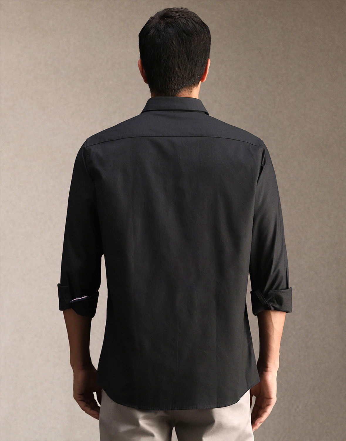 Image of Louis Philippe Sport Men Solid Casual Black Shirt