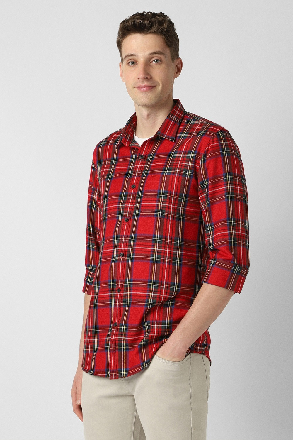 Image of PETER ENGLAND Men Checkered Casual Red Shirt