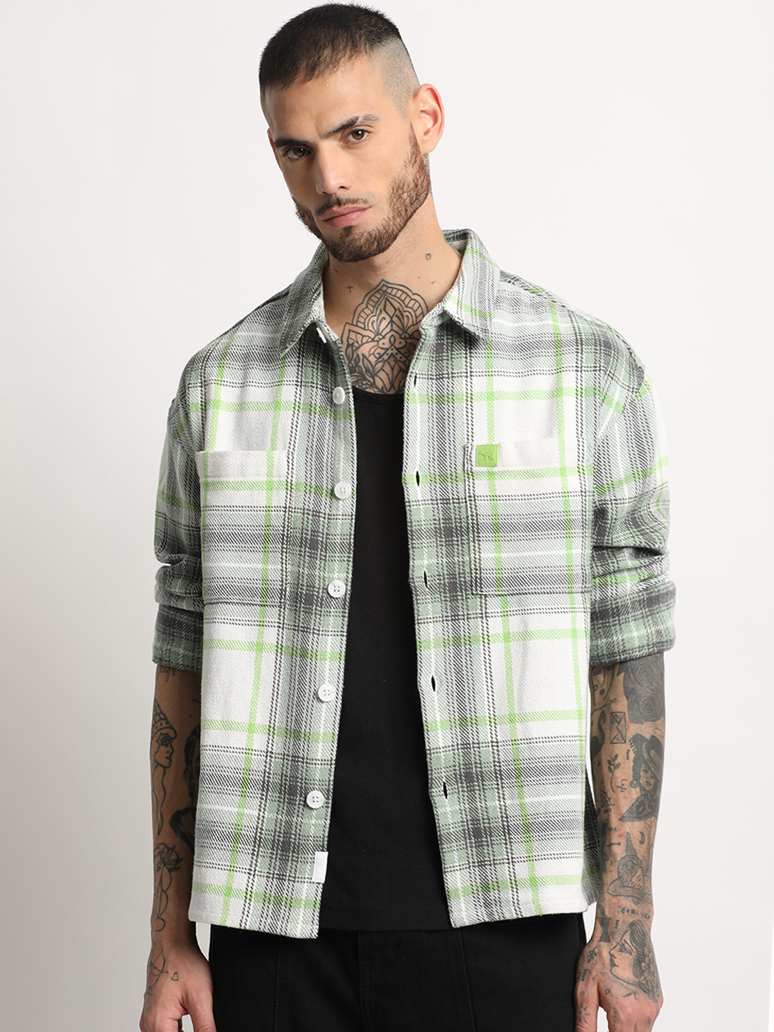 Image of THE BEAR HOUSE Men Checkered Casual Multicolor Shirt