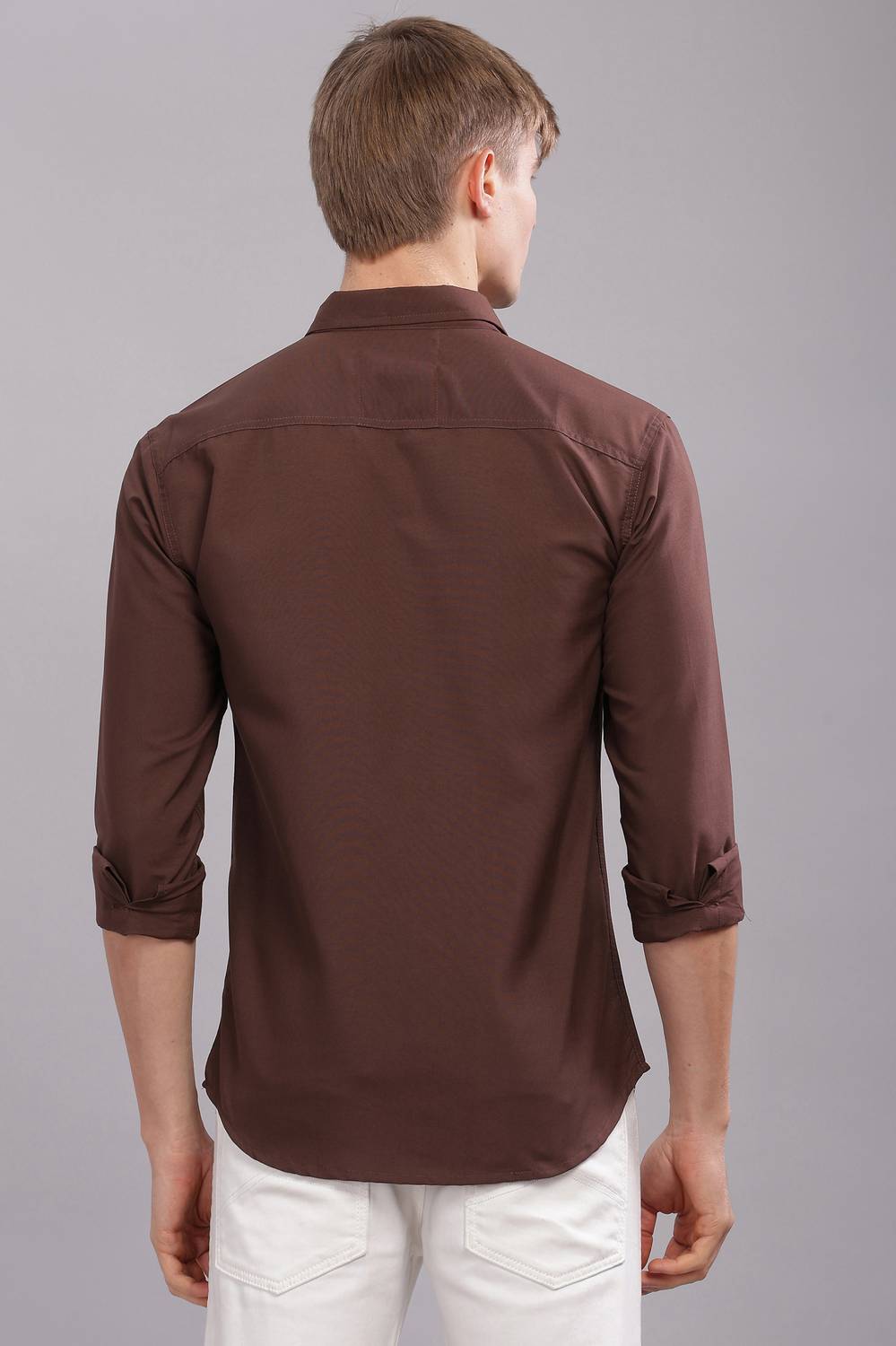 Uzmax Men Solid Casual Brown Shirt - Image 2