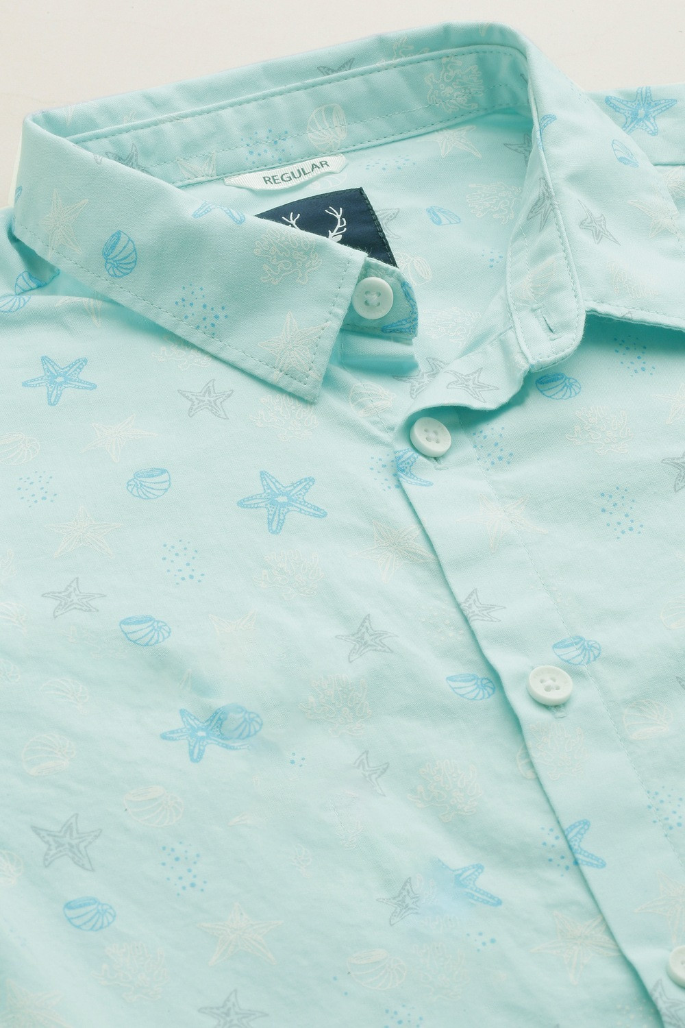 Image of Allen Solly Boys Printed Casual Light Blue Shirt