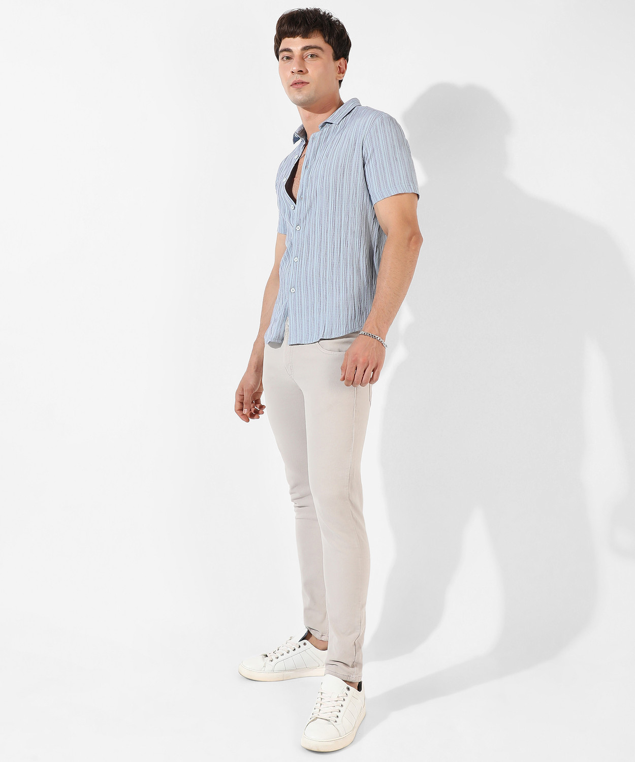 Image of CAMPUS SUTRA Men Printed Casual Light Blue, Grey Shirt