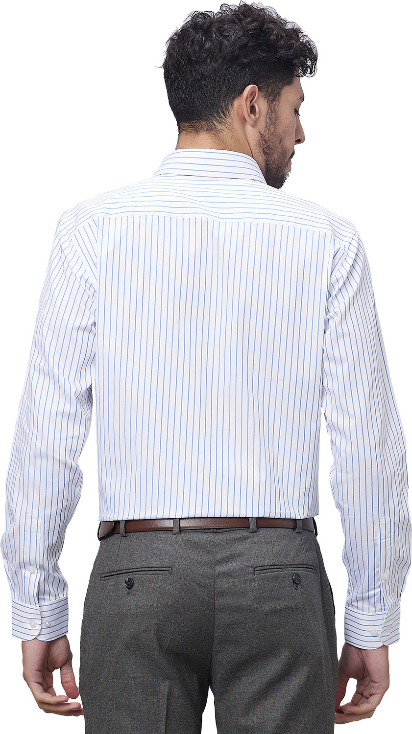 Image of Raymond Men Striped Formal Blue Shirt