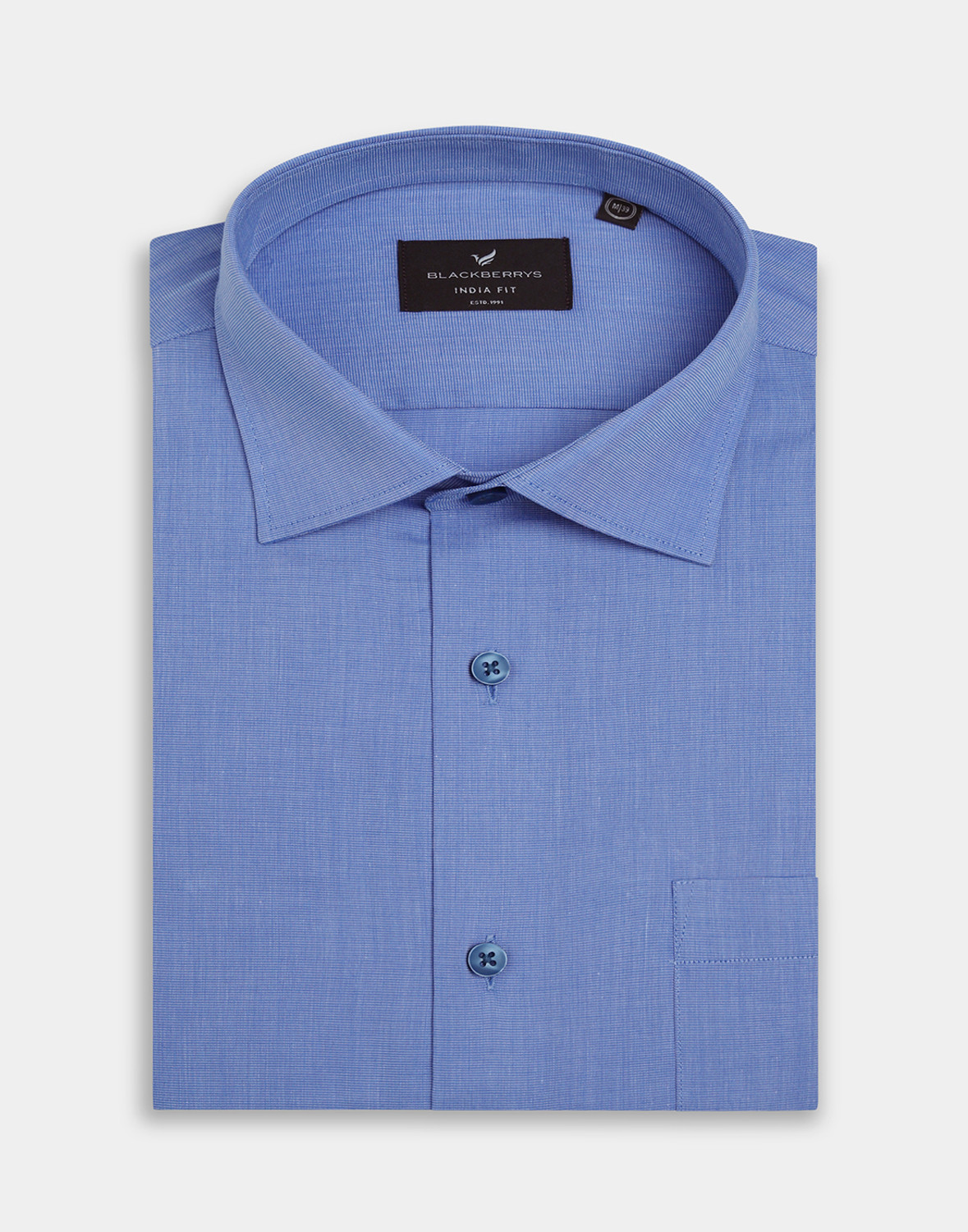 Image of Blackberrys Men Self Design Formal Blue Shirt