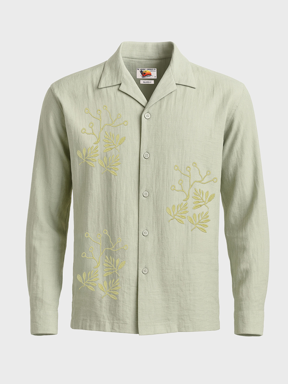 Image of The Indian Garage Co. Men Solid Beach Wear Green Shirt