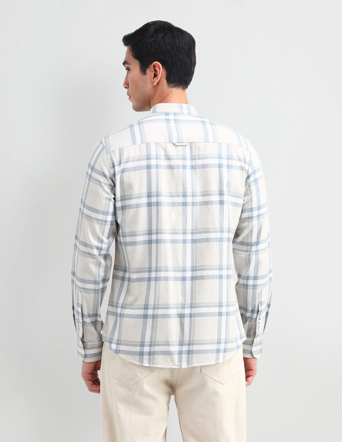 Image of U.S. POLO ASSN. Men Checkered Casual Beige Shirt