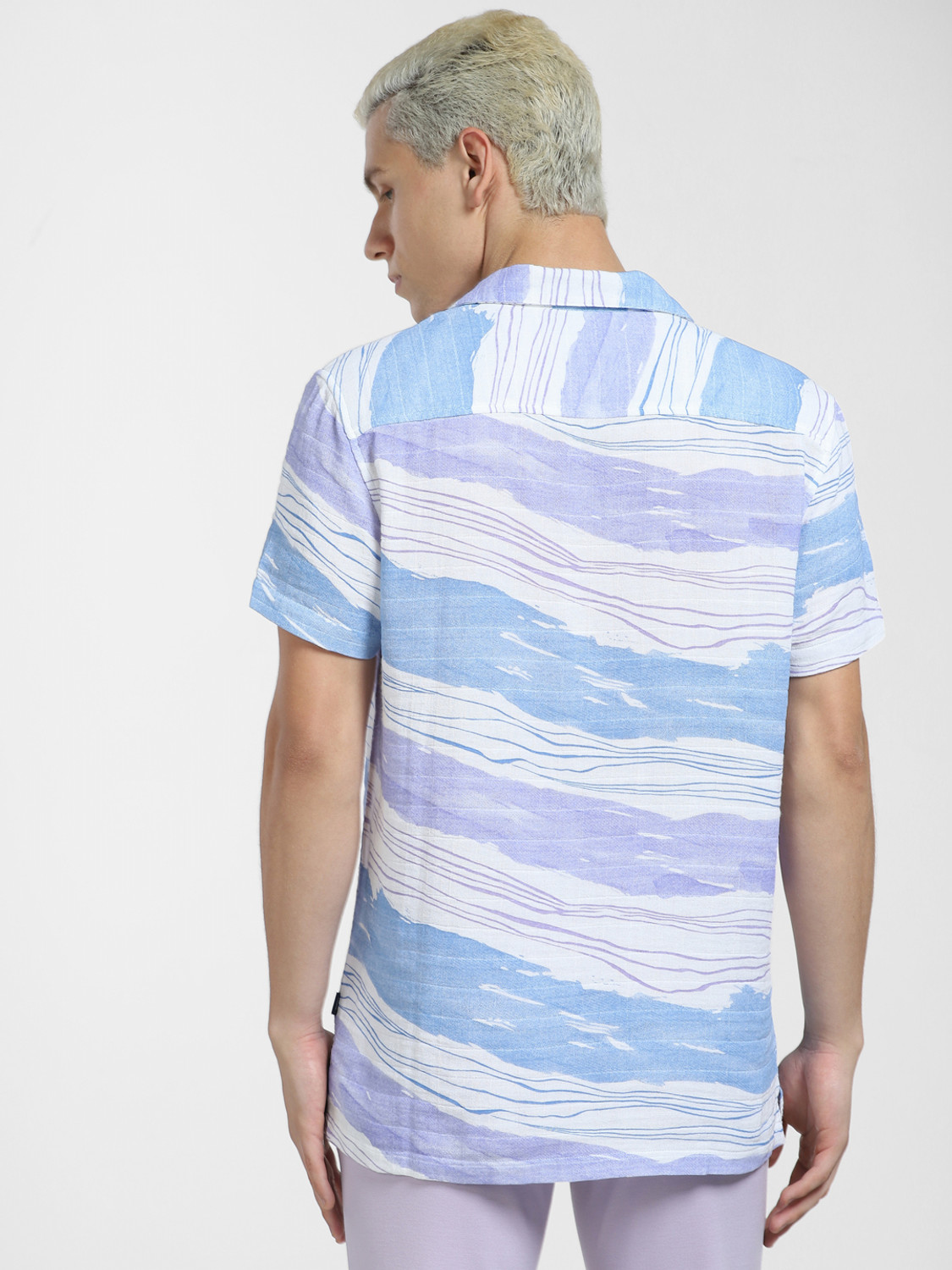 Image of JACK & JONES Men Printed Casual Blue Shirt