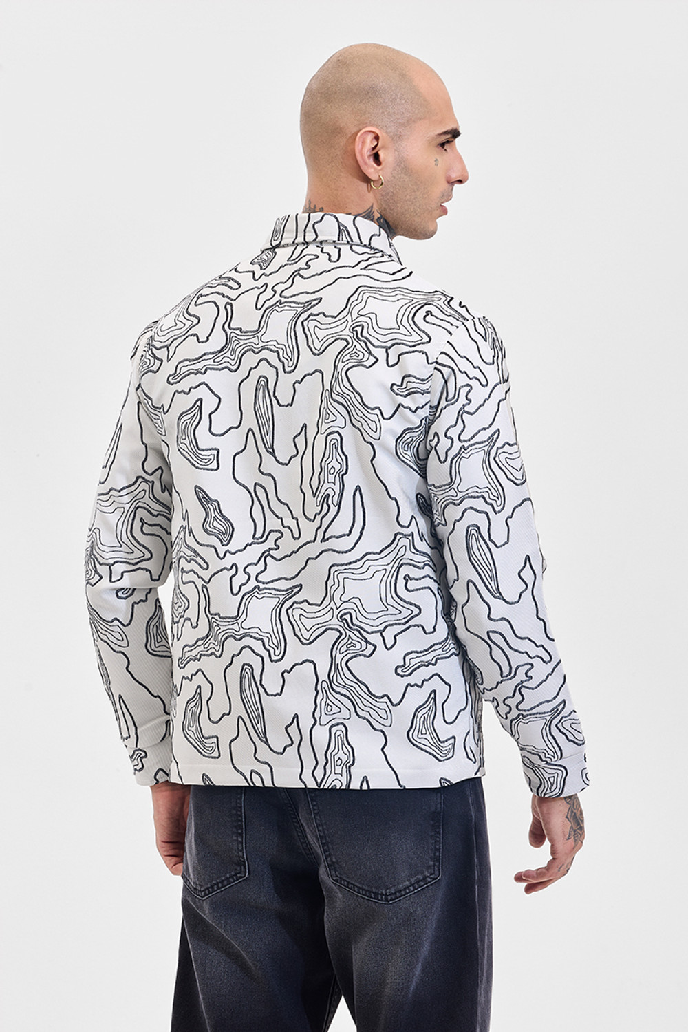 Image of Snitch Men Printed Casual White Shirt