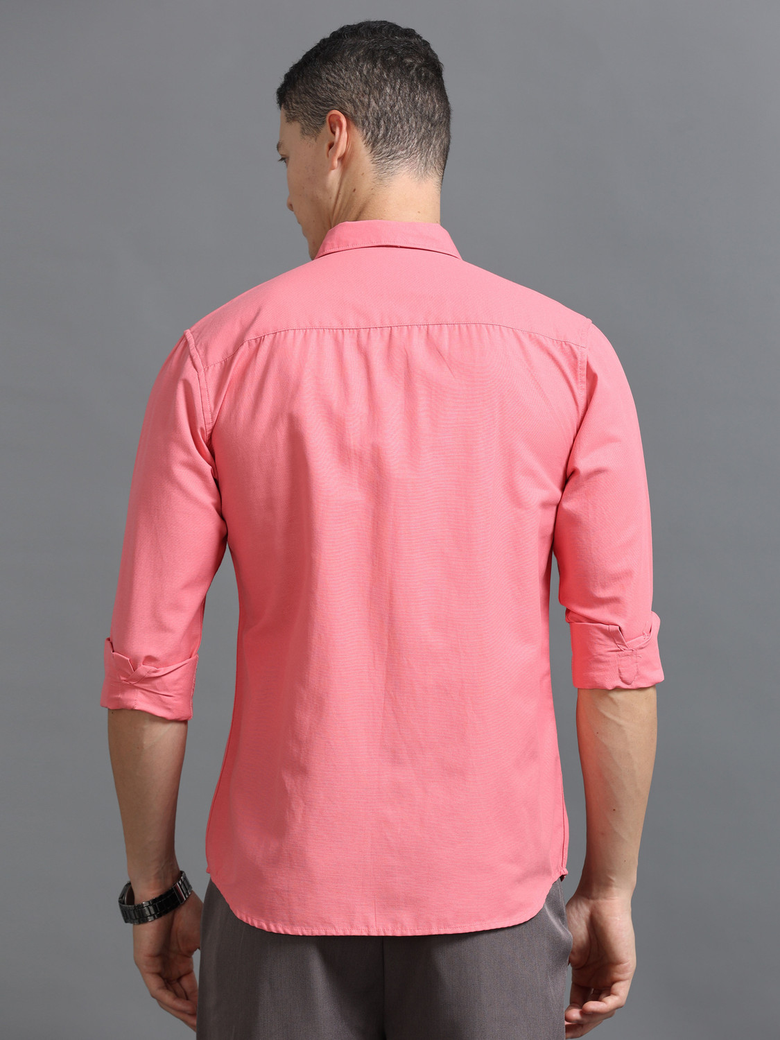 Image of Tom Mackler Men Solid Casual Pink Shirt