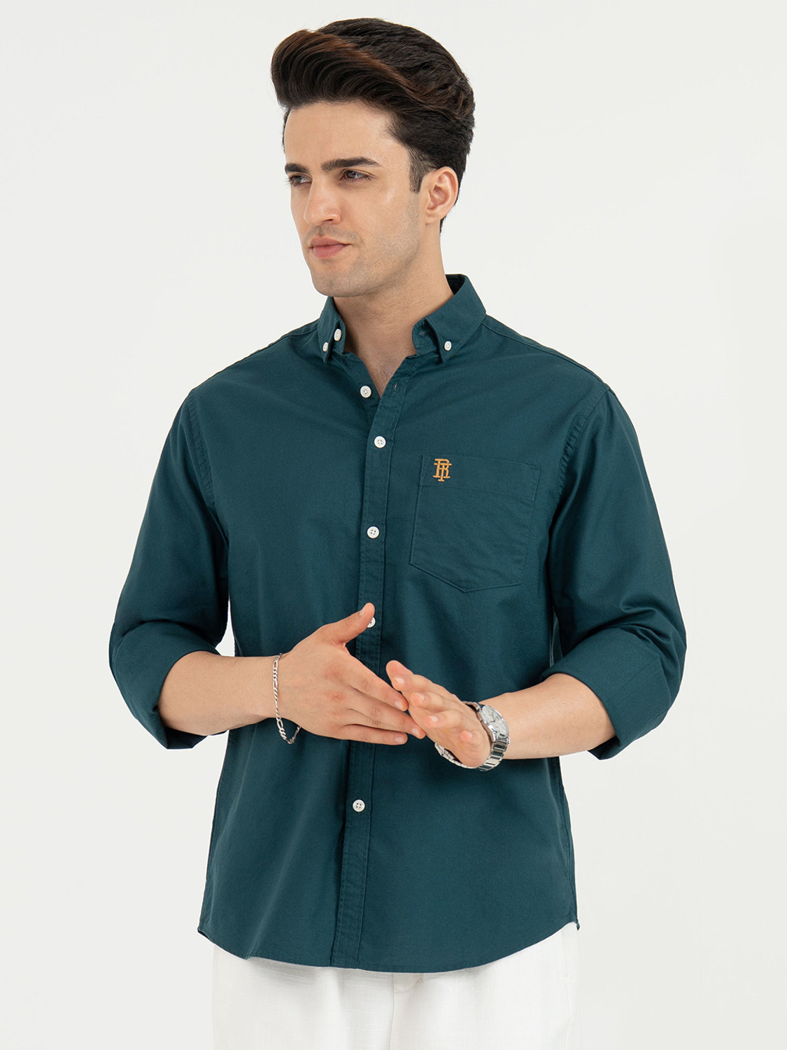 Image of RED TAPE Men Solid Casual Blue Shirt