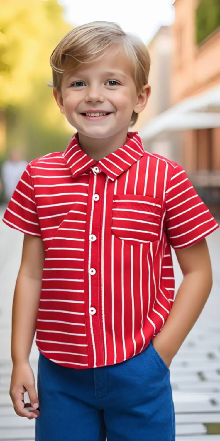 AMBARDI FASHION Boys Floral Print Party Red Shirt