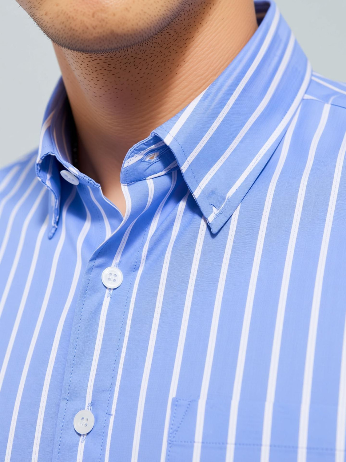 Image of Tekwani Men Striped Casual Light Blue Shirt