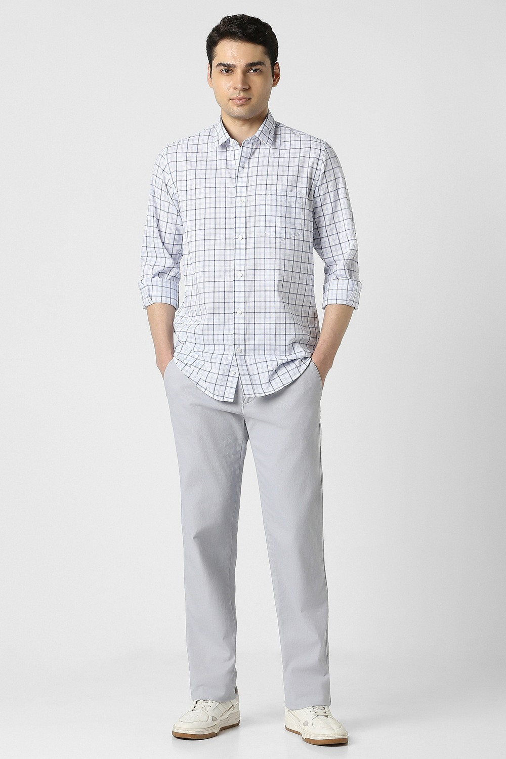 Image of PETER ENGLAND Men Checkered Casual White Shirt