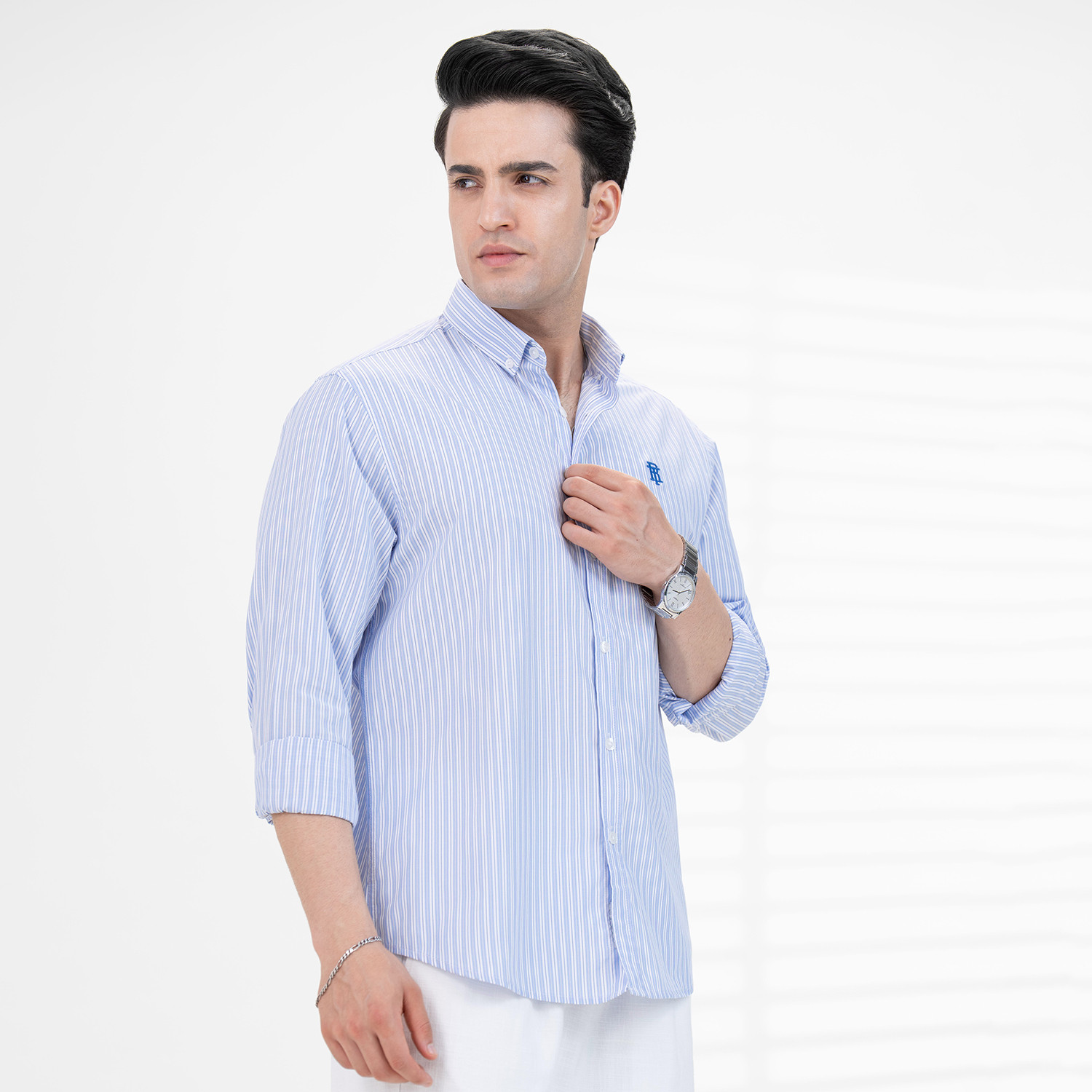 Image of RED TAPE Men Striped Casual Blue Shirt