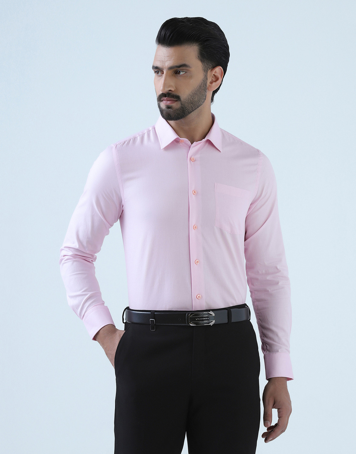 Image of Blackberrys Men Self Design Formal Pink Shirt