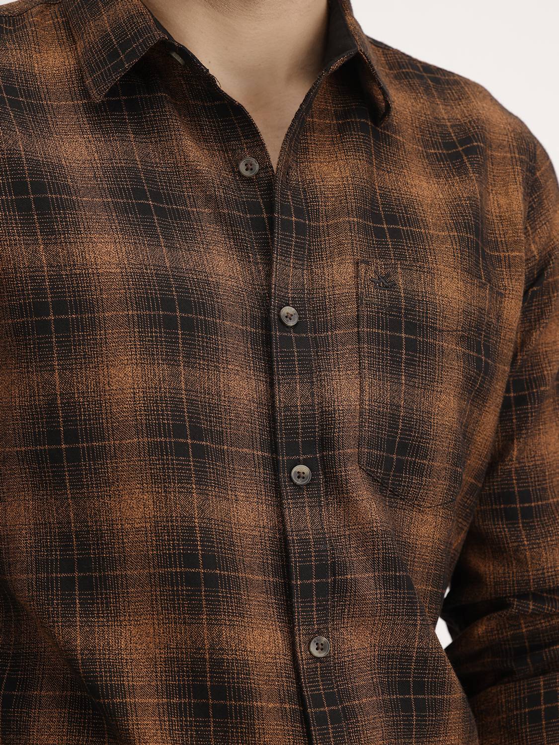 WROGN Men Brown Checkered Casual Shirt - Image 5