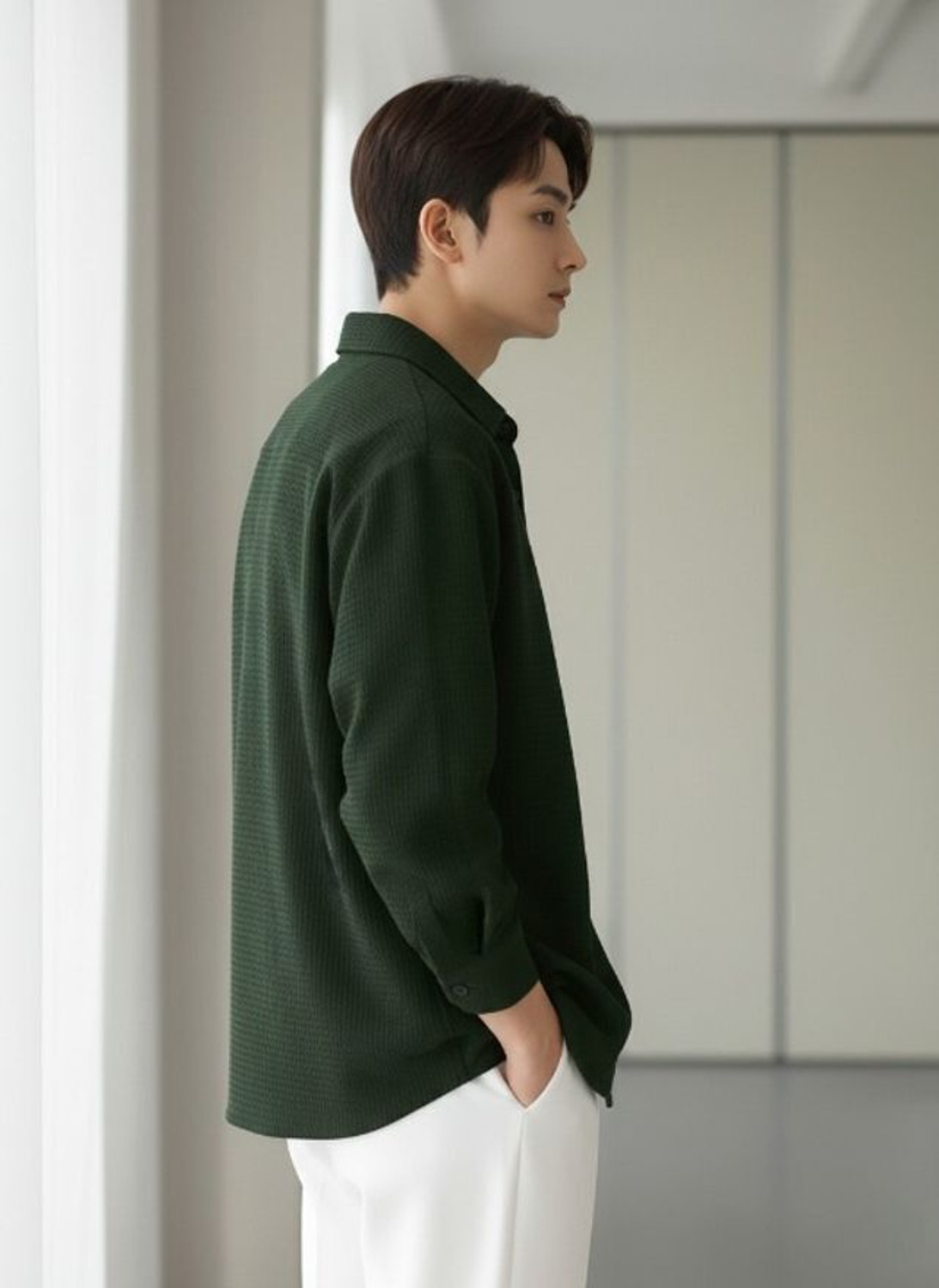 Image of Leriya Fashion Men Self Design Casual Green Shirt