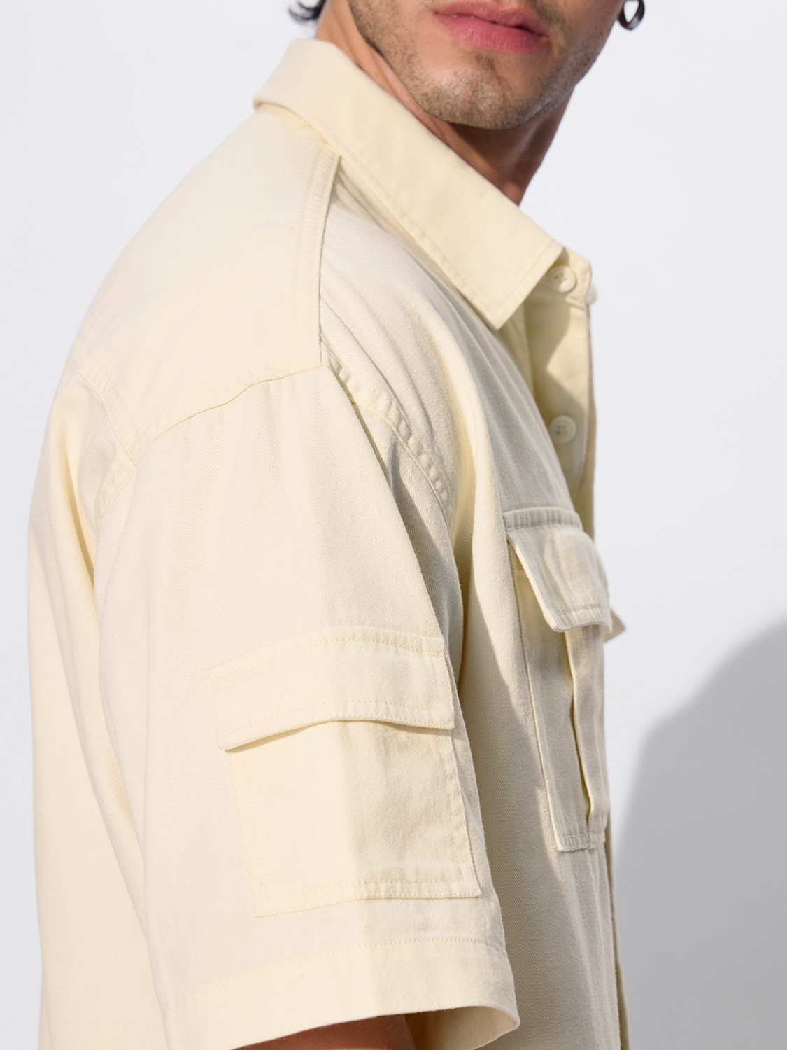 Image of The Souled Store Men Solid Casual Beige, Red Shirt