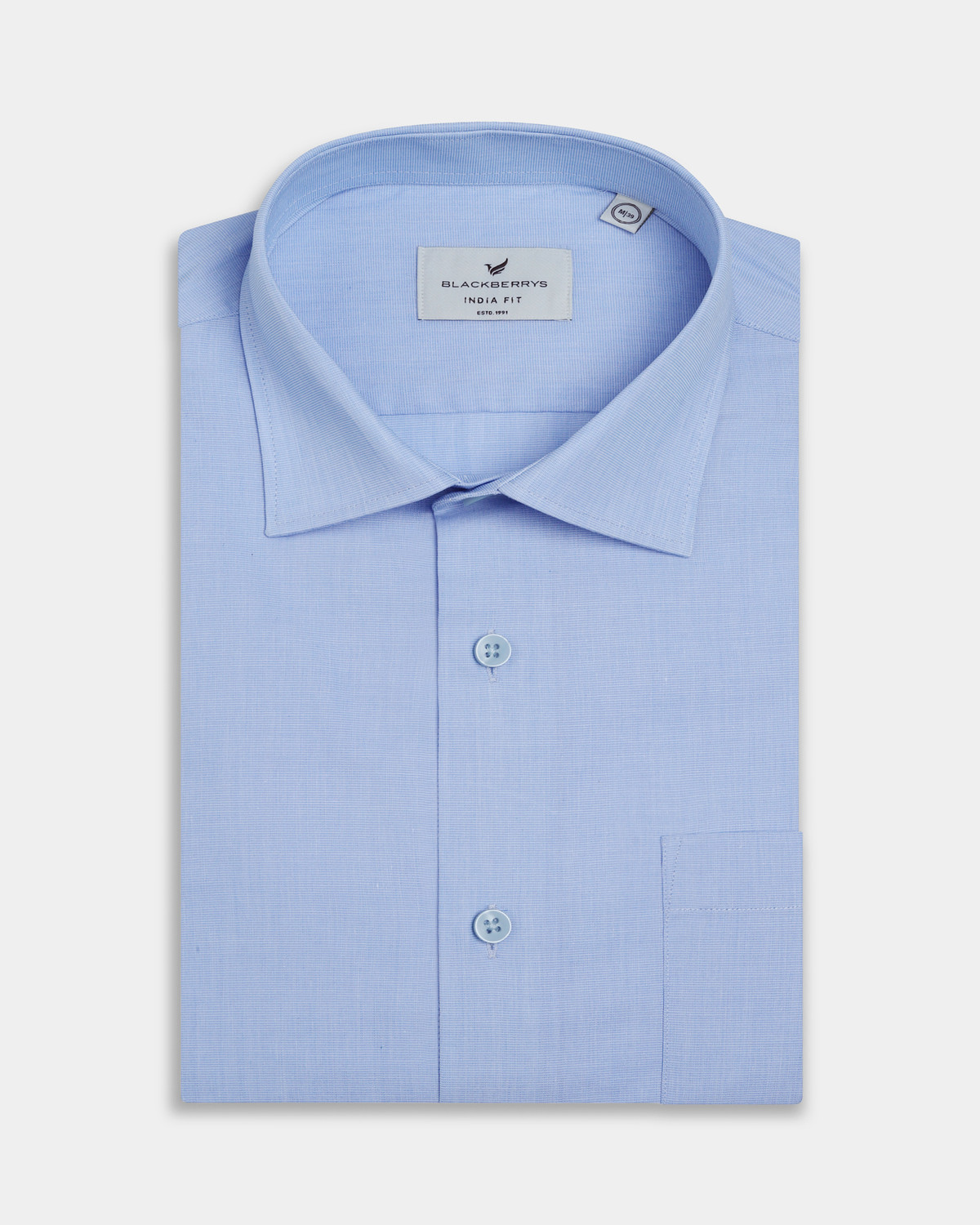 Image of Blackberrys Men Self Design Formal Blue Shirt