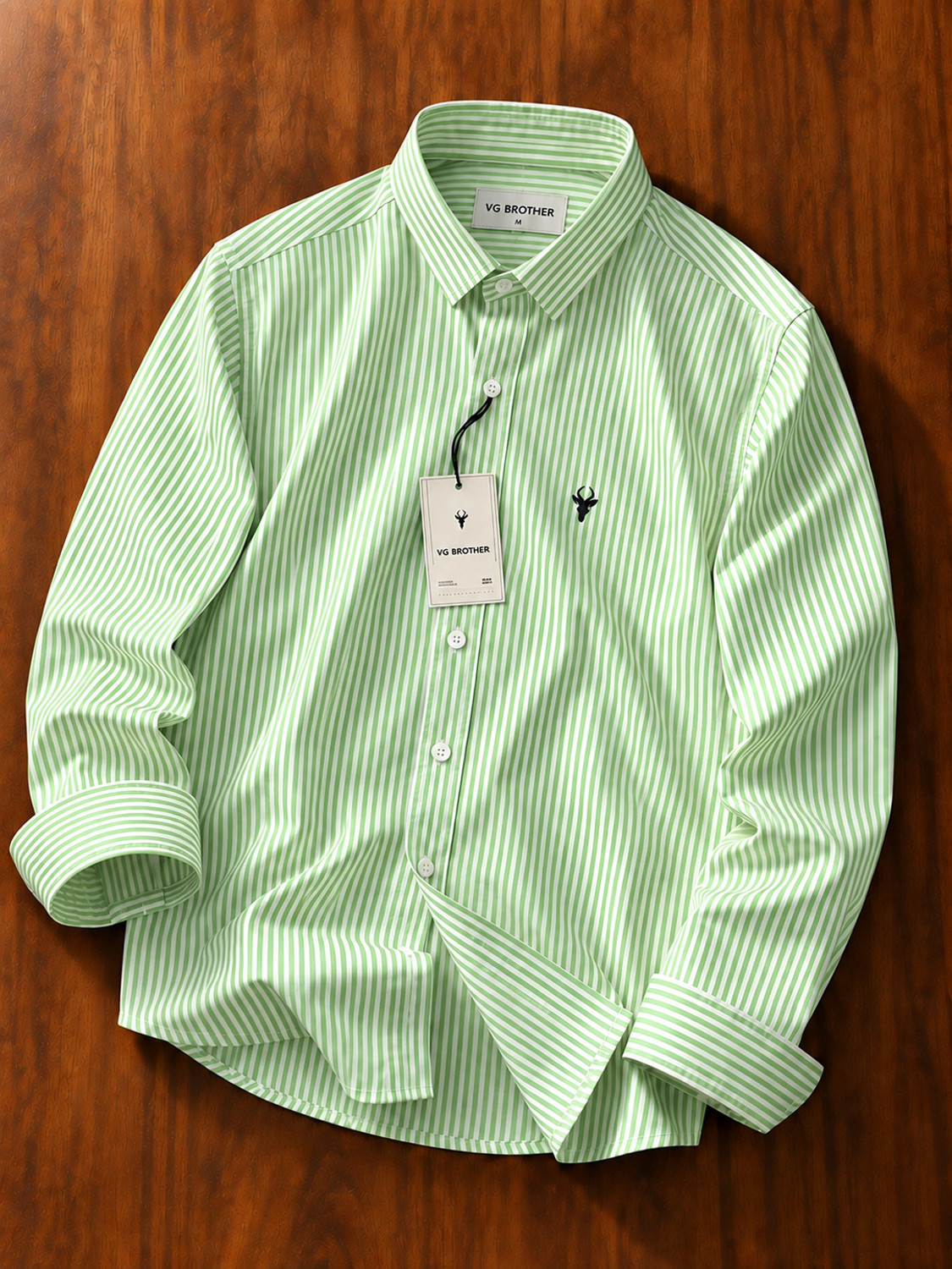 Image of VG BROTHER Men Regular Fit Striped Spread Collar Casual Shirt