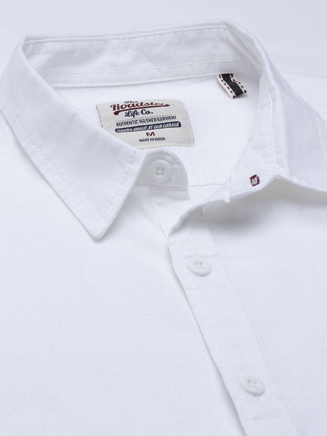 Image of Roadster Men Solid Casual White Shirt