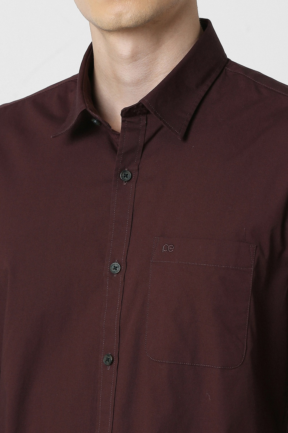 Image of PETER ENGLAND Men Solid Casual Maroon Shirt