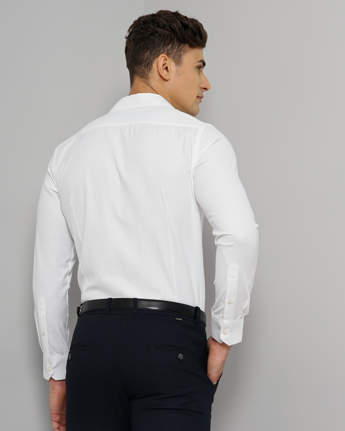 Image of The Indian Garage Co. Men Solid Formal White Shirt