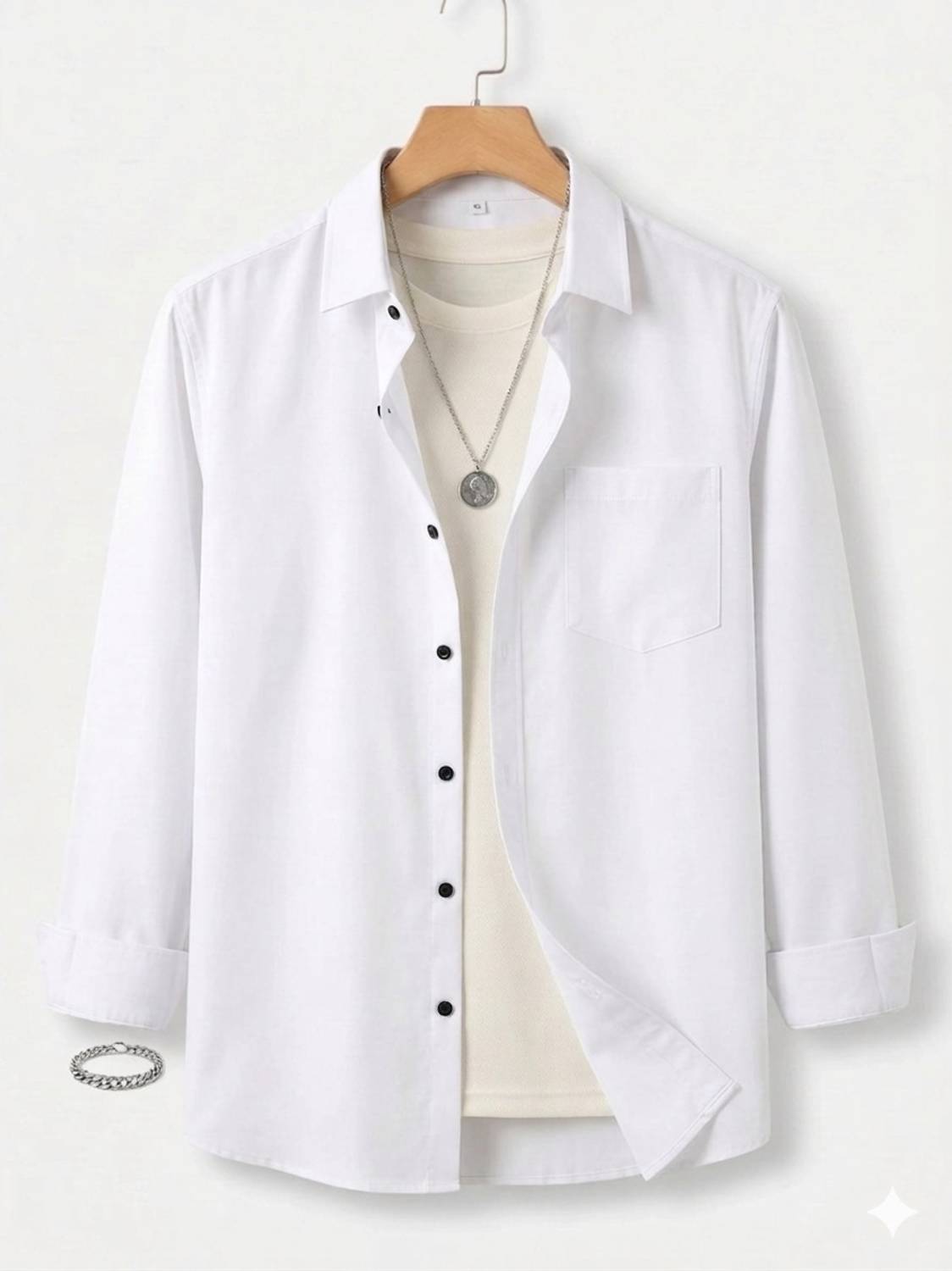 PRAIZY Men Solid Casual White Shirt - Image 2