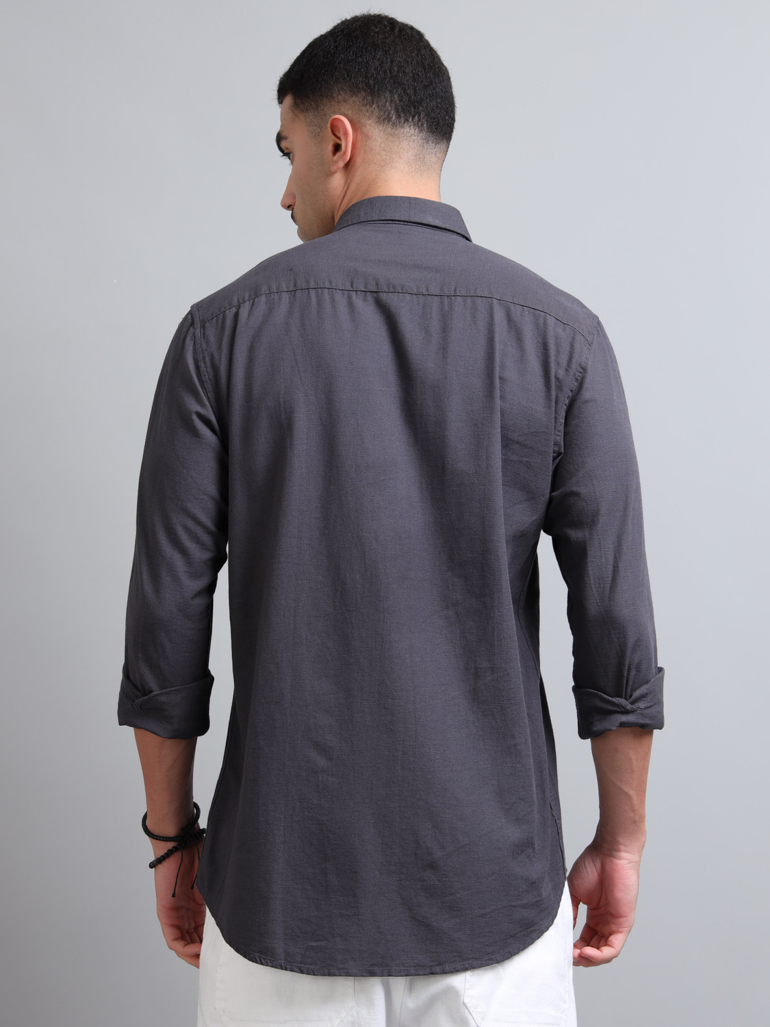 Image of U.S. Pitchers Men Solid Casual Grey Shirt