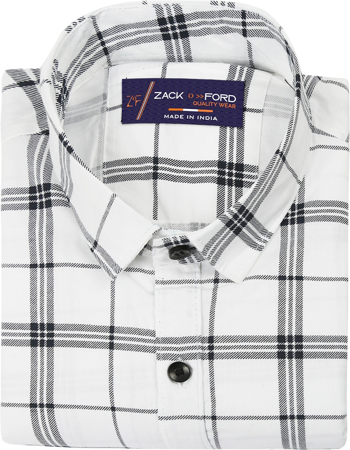 Image of LRK Men Checkered Casual White Shirt