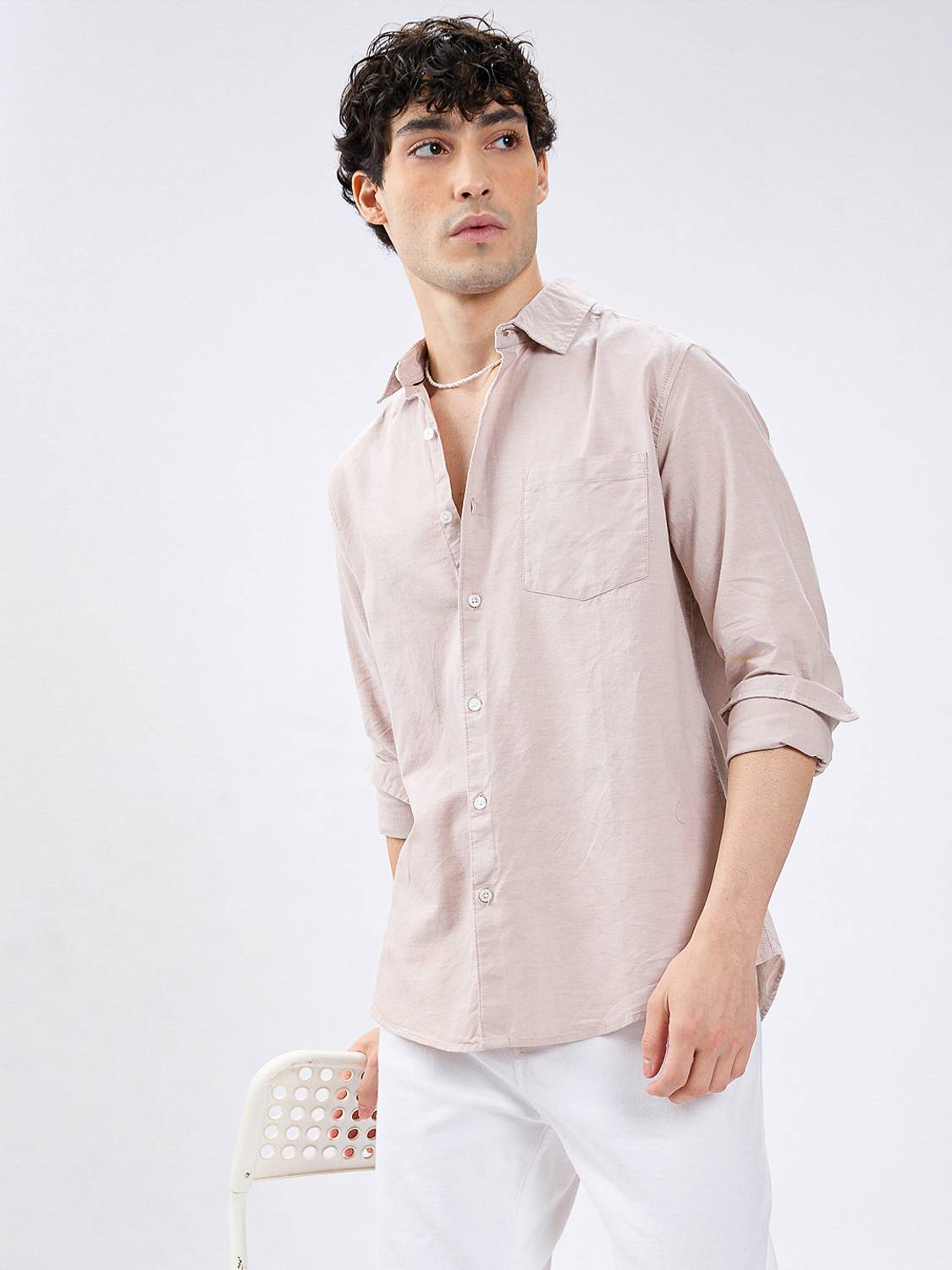 VASTRADO Men Beige Casual Shirt - Image 4