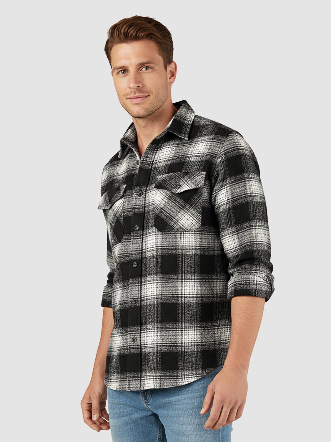 BEYOUNG Men Checkered Black Shirt - Image 3