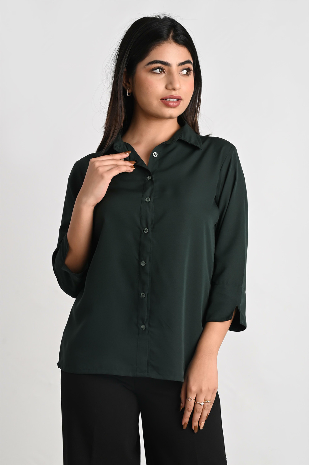 Image of MAGHMA Women Solid Casual Green Shirt