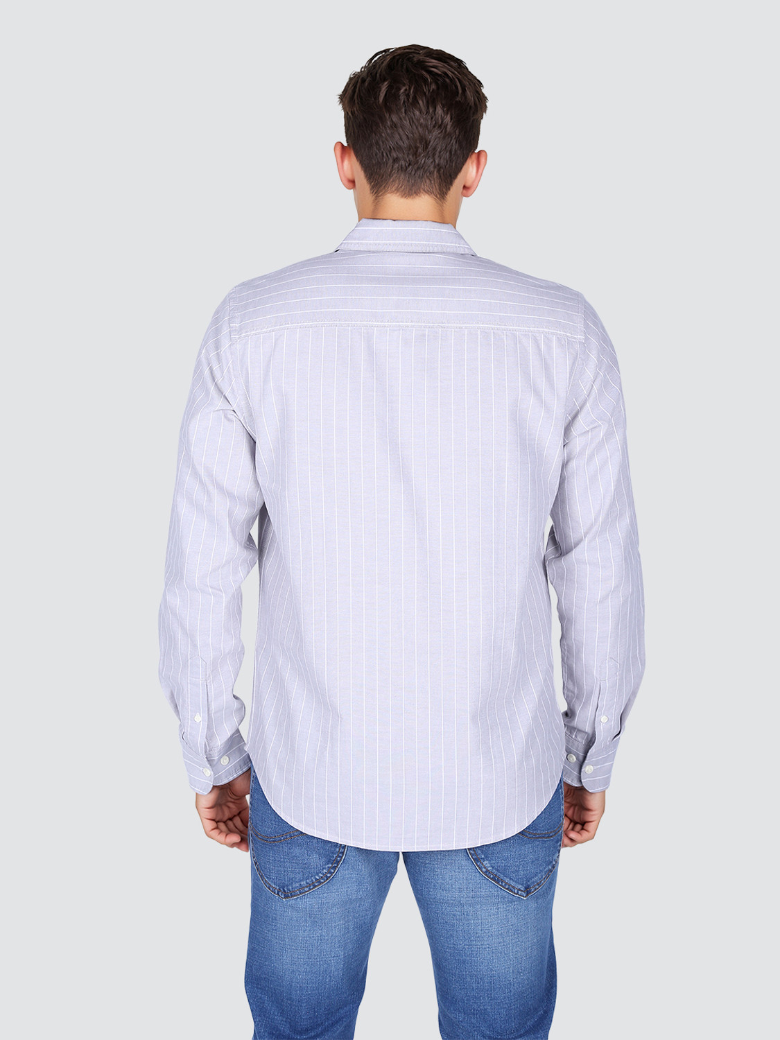 Image of LEE Men Striped Casual Grey Shirt