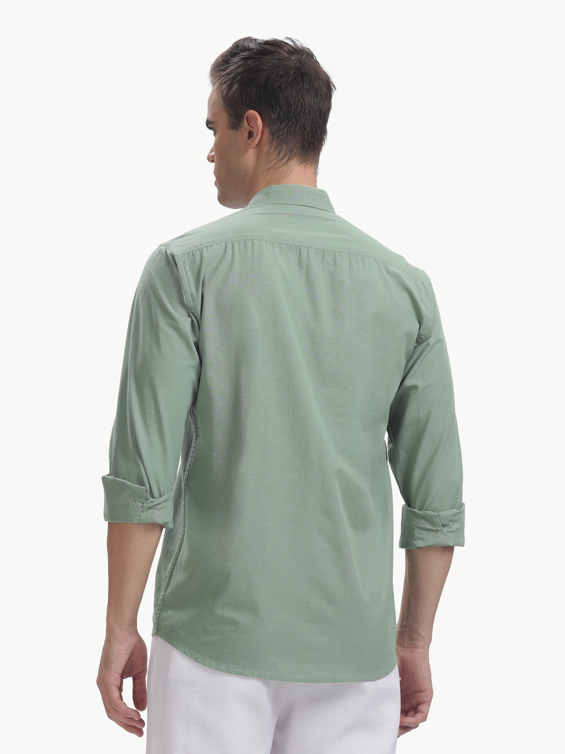 Image of BLUE SQUAD Men Solid Casual Green Shirt