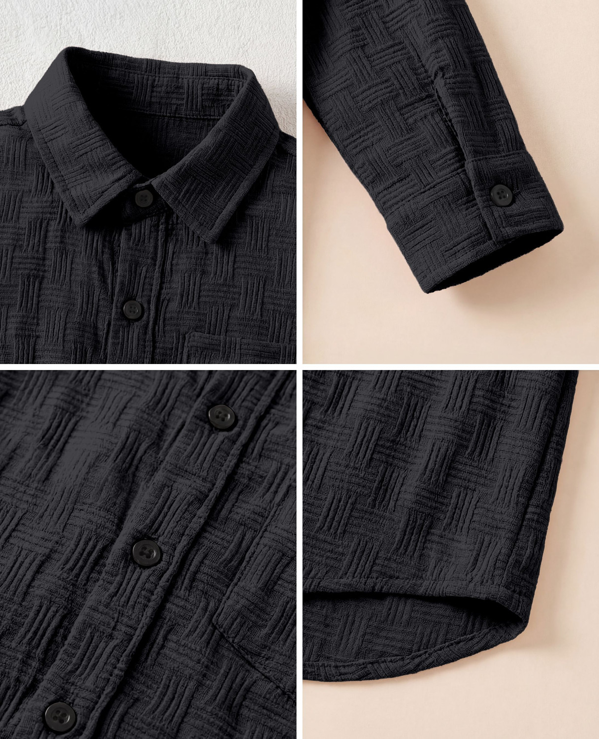 Image of Velmita Boys Self Design Casual Black Shirt
