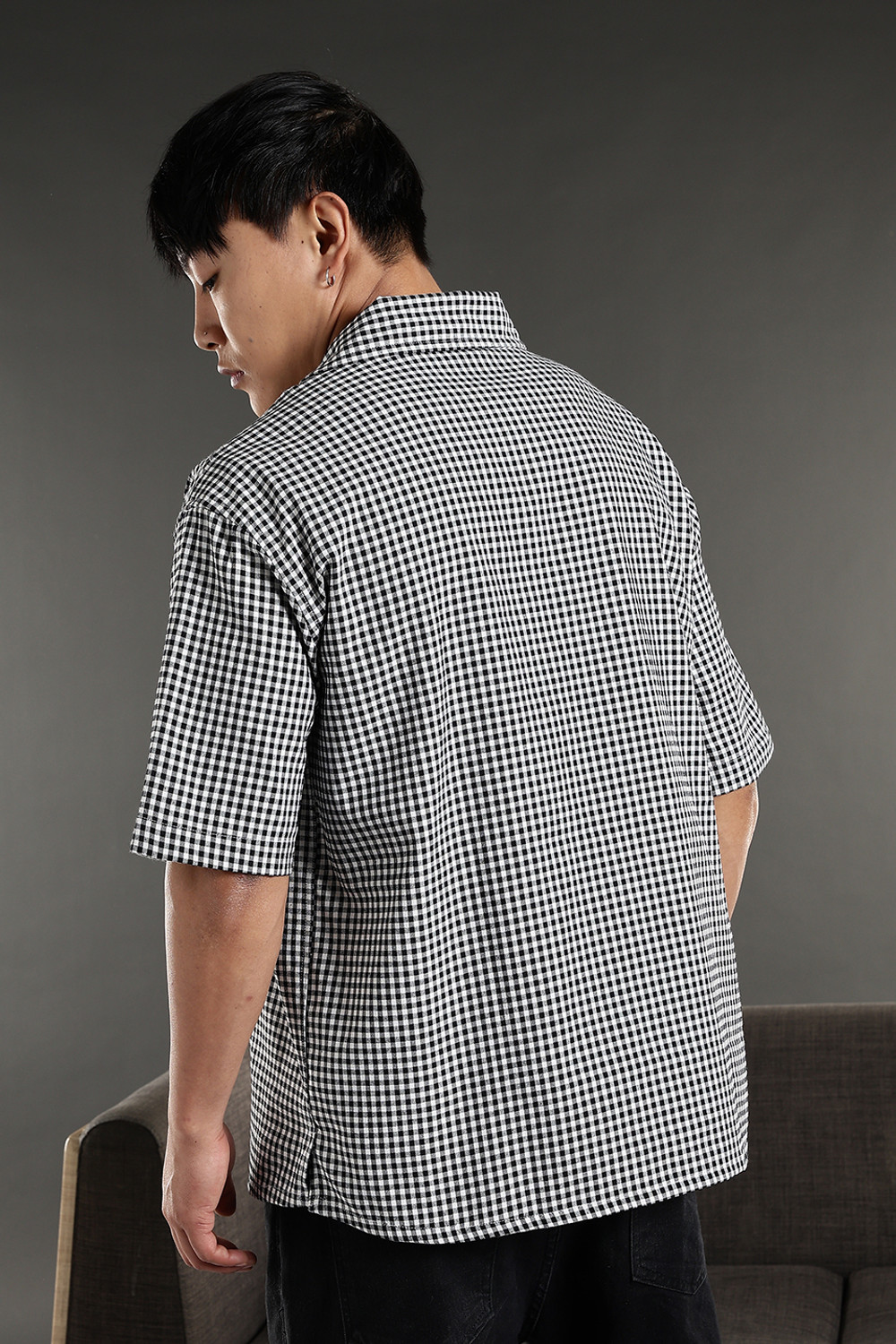 Image of Eszett Men Checkered Casual Grey Shirt